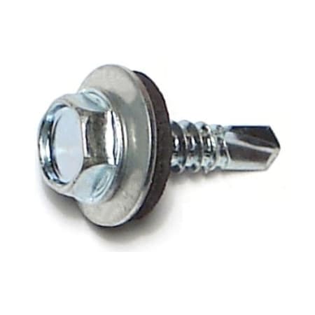 Buildright Self-Drilling Screw, #10 x 3/4 in, Zinc Plated Steel Flange Hex Head External Hex Drive, 3500 PK 08016